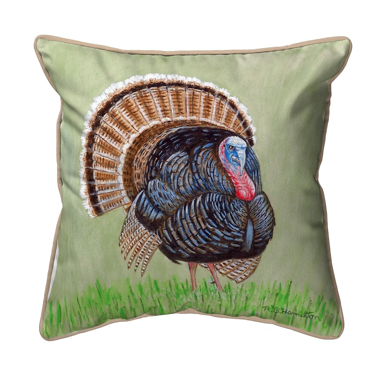 Betsy Drake Wild Turkey Extra Large 22 X 22 Indoor / Outdoor Pillow